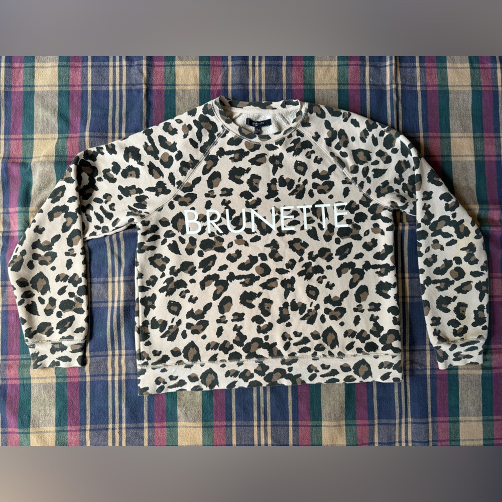 Brunette The Label Leopard Print Pullover Sweatshirt XS/S